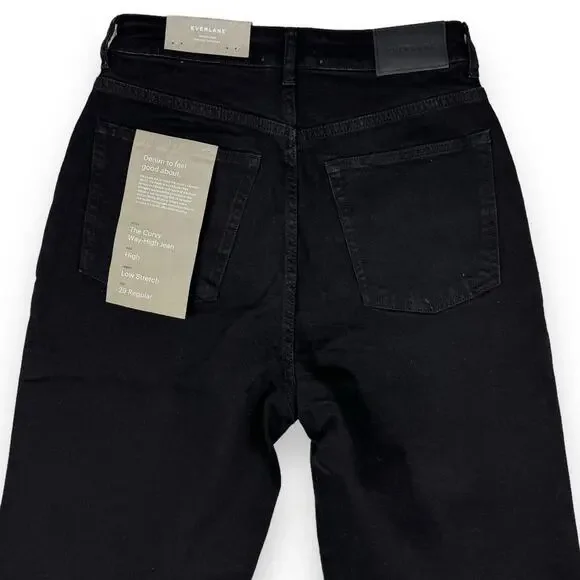 Everlane Womens The Curvy Way High Straight Leg Jean Size 29 Black